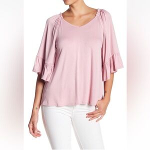Bobeau flowy light pink / lilac blouse top